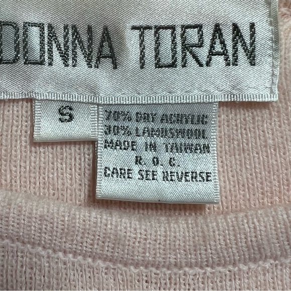 Donna Toran Vintage Lambs Wool Blend 3D Pink Patchwork Granny Sweater SZ Small - Picture 11 of 14